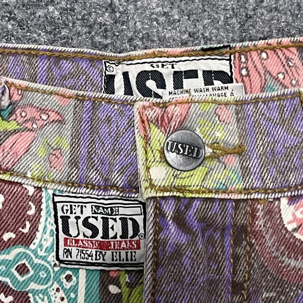 Vtg Get Used By Elie High-Waisted Patterned Jeans 30 Multicolor Women's Retro - Picture 4 of 7